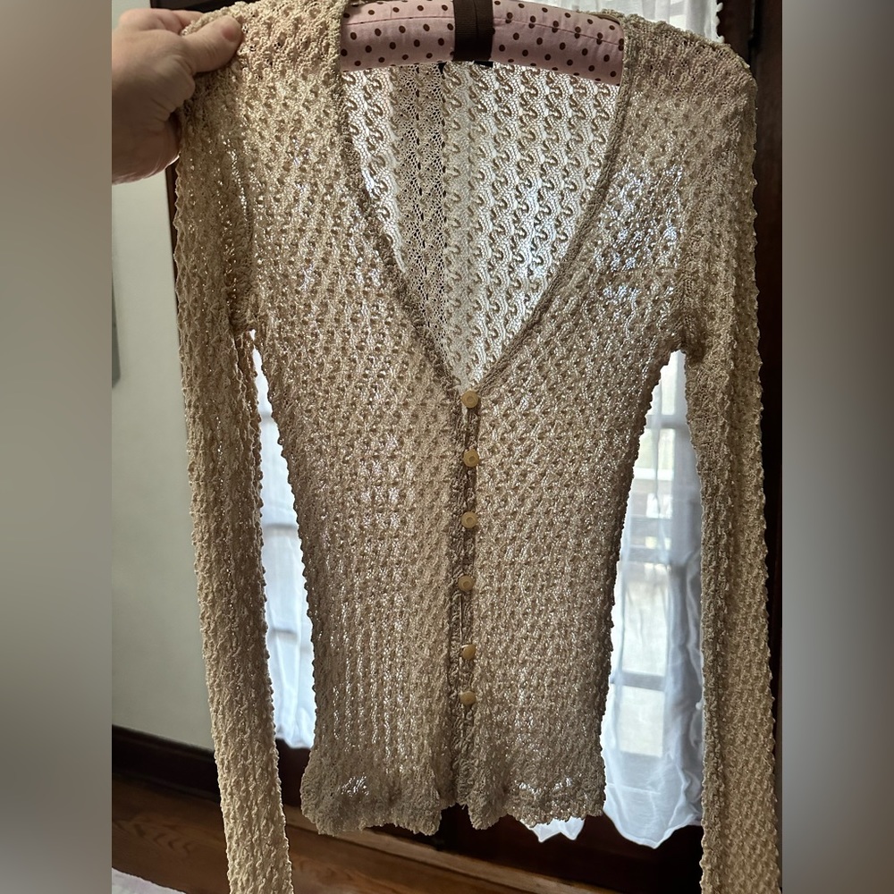 Sheer Champagne Button Top